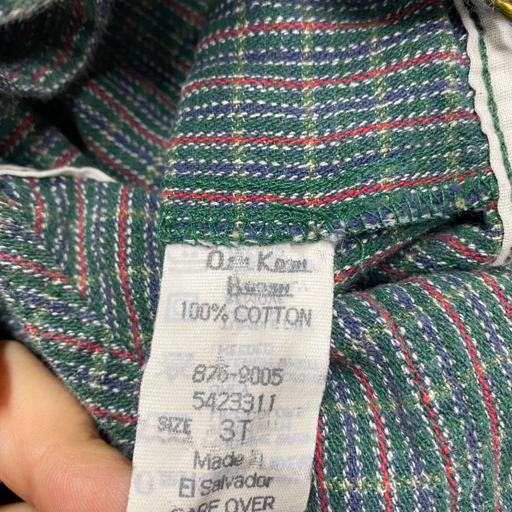 Vintage OshKosh Bgosh Toddler 3T Striped Cotton Bib Overalls Green Red Blue